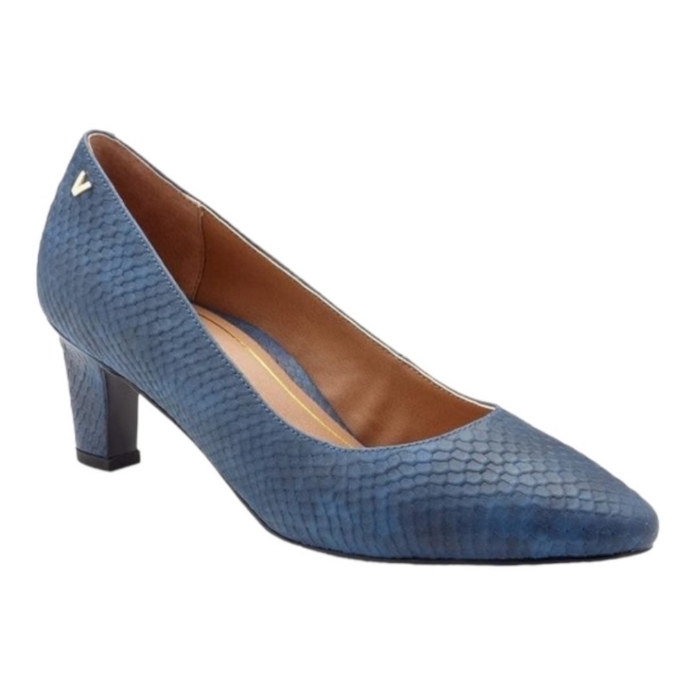 Vionic Mia Blue Snake Embossed Pointed Toe Spring Shoes Career Casual 10